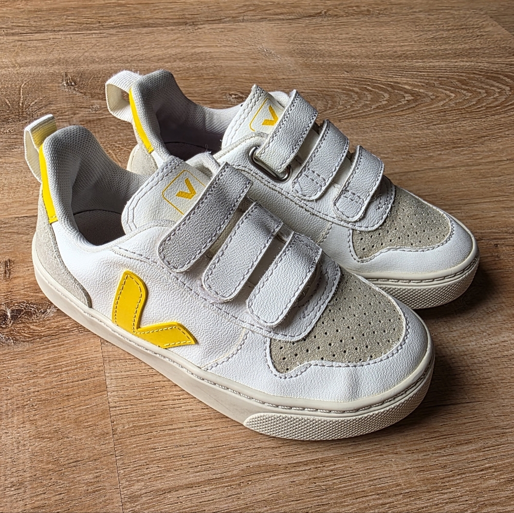 Veja Kids V-10 CWL WHITE TONIC White and Yellow Sneakers Size US 12 EUR 29